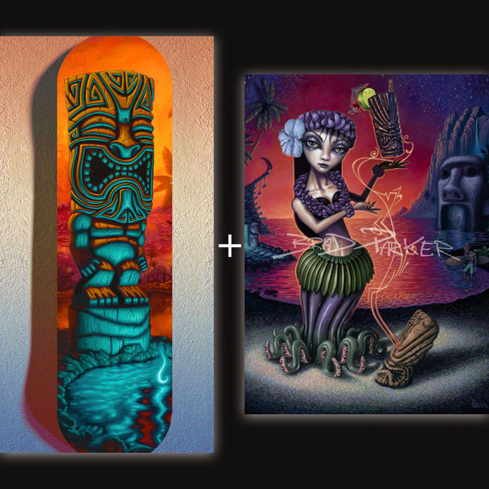 
                  
                    Tiki of the Blue Pool Skate Deck + FREE Paper Giclee of your Choice
                  
                