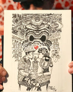 Romance In The Tiki Lounge #1 - Limited Edition Print Black & White Giclee